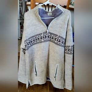 Pachamana Cozy Fleece Lined Wool Quarter Zip Sweater size M/L